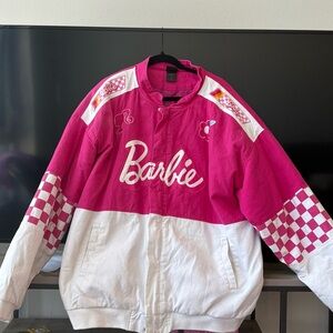 Barbie Pink and White Bomber Jacket